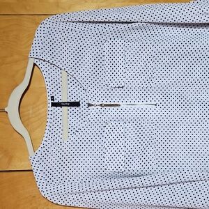 Cathy blouse White Black Pokadots Gold Tassle Front Zipper size medium